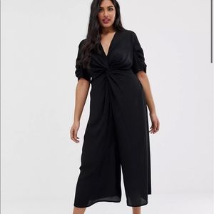 ASOS DESIGN curve tea Jumpsuit with Knot Front